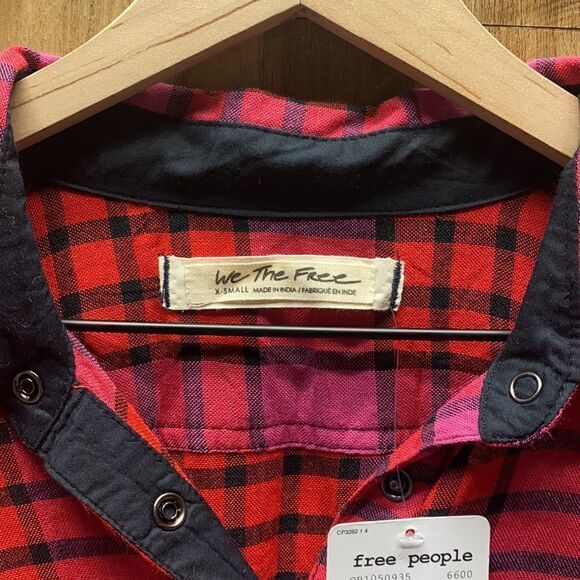 FREE PEOPLE - Checkered Button Down - Picture 3 of 5